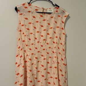 Kate Spade Flamingo Novelty Print 54% Silk Blend Dress Pockets Tropical Size 4